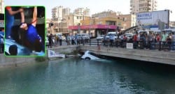 Kanaldaki kişileri kurtarmak için insan zinciri oluşturuldu!