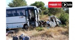 Servis otobüsü ile otomobil çarpıştı! 3 ölü, 11 yaralı