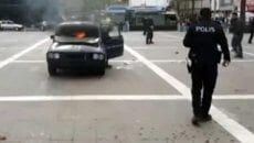 Sorunları olan adam aracını yaktı